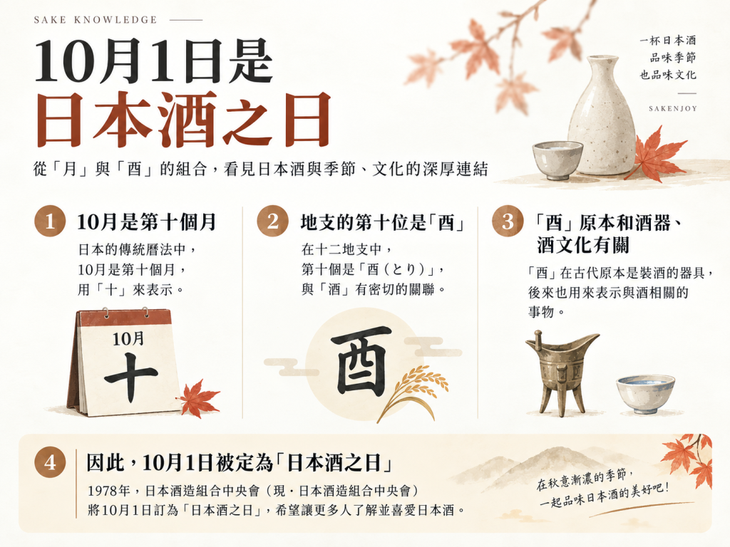 「日本酒之日」是什麼? 說明 10 月、地支「酉」與酒文化關係的日本酒之日資訊圖