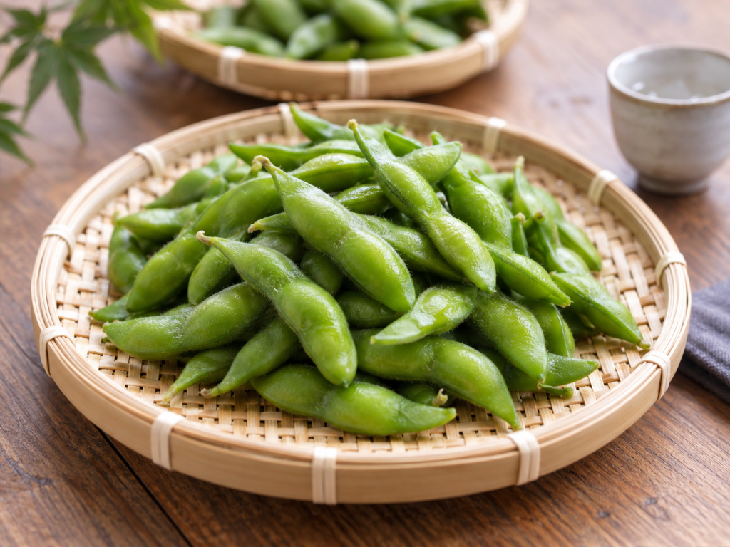 竹籃中的新鮮毛豆